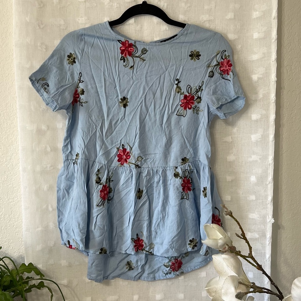 Embroidered Baby Doll Top